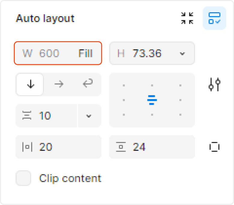Change width to fill